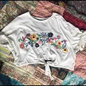 Free People Top with embroidered flowers